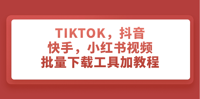 （7714期）TIKTOK，抖音，快手，小红书视频批量下载工具加教程-副业心选