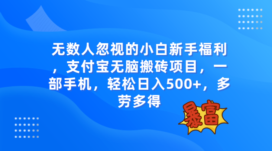 （7830期）无数人忽视的项目，支付宝无脑搬砖项目，一部手机即可操作，轻松日入500+ - 副业心选-副业心选