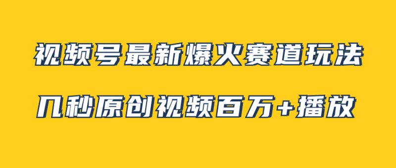 （7917期）视频号最新爆火赛道玩法，几秒视频可达百万播放，小白即可操作（附素材）-副业心选