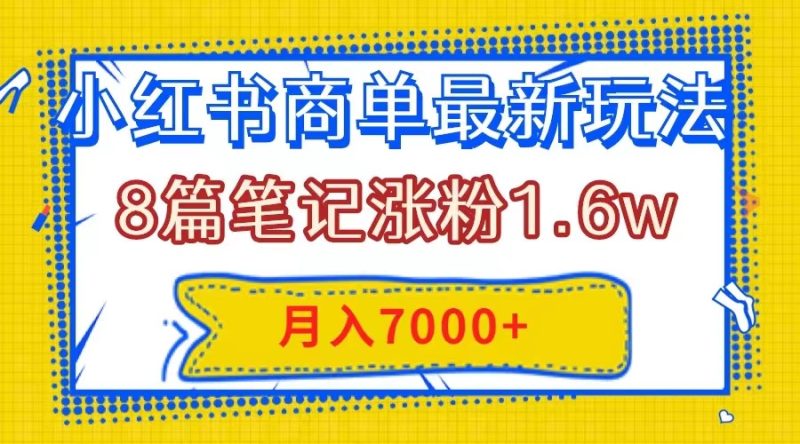 （7954期）小红书商单最新玩法，8篇笔记涨粉1.6w，几分钟一个笔记，月入7000+-副业心选