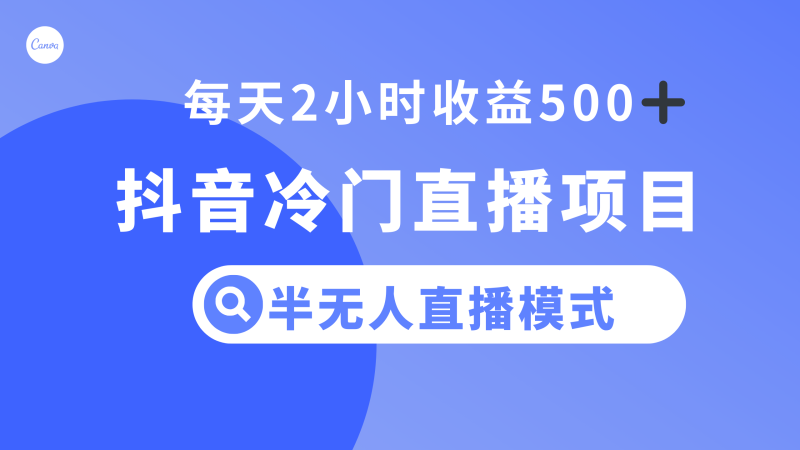 （8053期）抖音冷门直播项目，半无人模式，每天2小时收益500+-副业心选