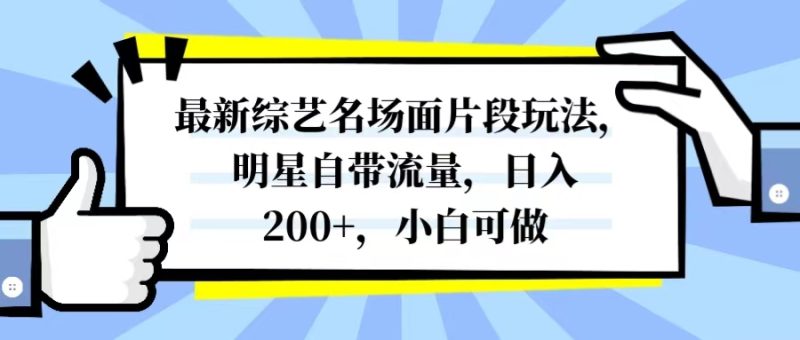 （8114期）最新综艺名场面片段玩法，明星自带流量，日入200+，小白可做-副业心选