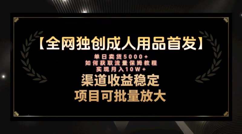 （8128期）最新全网独创首发，成人用品赛道引流获客，月入10w保姆级教程-副业心选