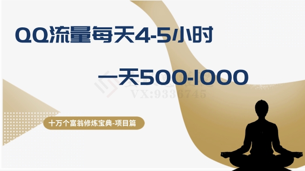 （8160期）十万个富翁修炼宝典之1.QQ流量每天4-5小时，一天500-1000-副业心选