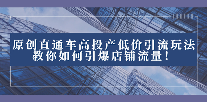 （8197期）2023直通车高投产低价引流玩法，教你如何引爆店铺流量！ - 副业心选-副业心选