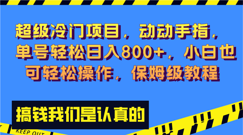 （8205期）超级冷门项目,动动手指，单号轻松日入800+，小白也可轻松操作，保姆级教程 - 副业心选-副业心选
