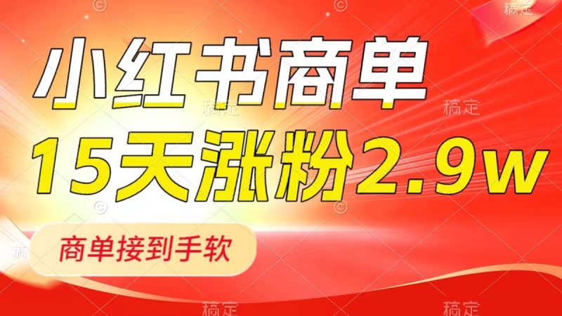 （8308期）小红书商单最新玩法，新号15天2.9w粉，商单接到手软，1分钟一篇笔记-副业心选