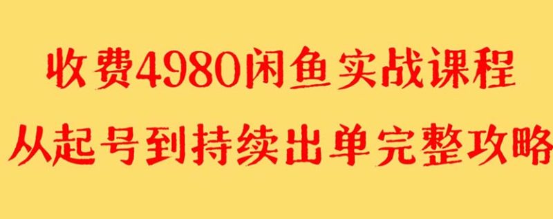 （8359期）外面收费4980闲鱼无货源实战教程 单号4000+-副业心选