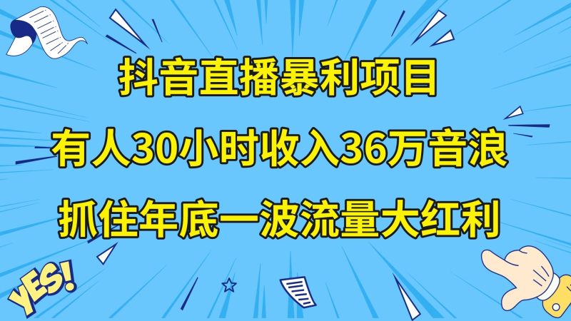 （8388期）抖音直播暴利项目，有人30小时收入36万音浪，公司宣传片年会视频制作，…-副业心选