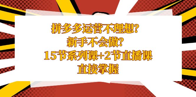 （8479期）拼多多运营不理想？新手不会做？15节系列课+2节直播课，直接掌握 - 副业心选-副业心选