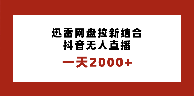 （8551期）一天2000+迅雷网盘拉新结合抖音无人直播，独创玩法保姆级教学-副业心选