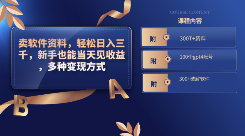 （8582期）卖软件资料，轻松日入三千，新手也能当天见收益，多种变现方式，（附300…-副业心选