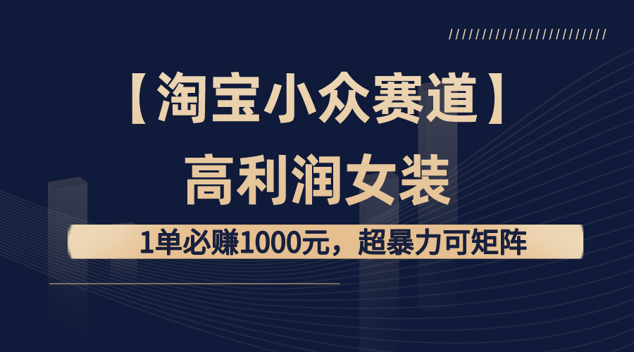 （8608期）【淘宝小众赛道】高利润女装：1单必赚1000元，超暴力可矩阵 - 副业心选-副业心选