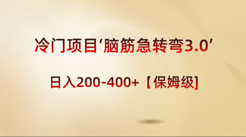 （8665期）冷门项目‘脑筋急转弯3.0’轻松日入200-400+【保姆级教程】-副业心选