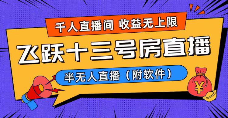 （8711期）爆火飞跃十三号房半无人直播，一场直播上千人，日入过万！（附软件） - 副业心选-副业心选