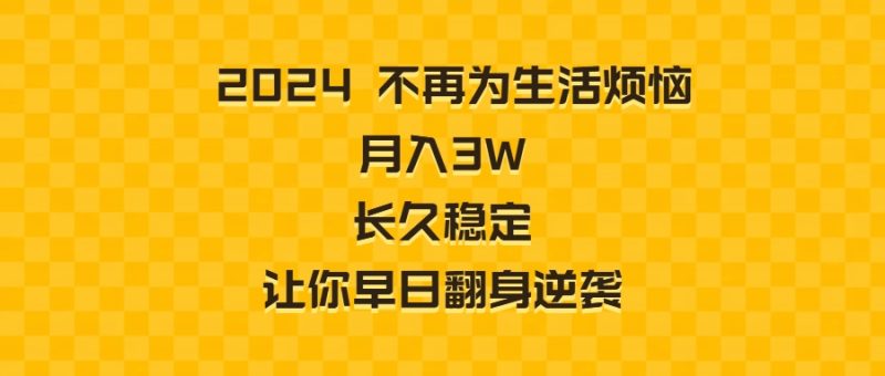 （8757期）2024不再为生活烦恼 月入3W 长久稳定 让你早日翻身逆袭-副业心选