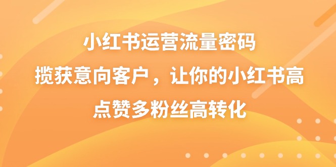 （8764期）小红书运营流量密码，揽获意向客户，让你的小红书高点赞多粉丝高转化 - 副业心选-副业心选