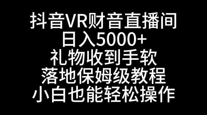 （8749期）抖音VR财神直播间，日入5000+，礼物收到手软，落地式保姆级教程，小白也…-副业心选