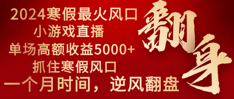 （8766期）2024年最火寒假风口项目 小游戏直播 单场收益5000+抓住风口 一个月直接提车-副业心选