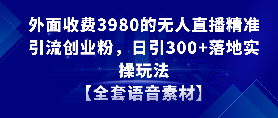 （8830期）无人直播精准引流创业粉，日引300+落地实操玩法【全套语音素材】 - 副业心选-副业心选