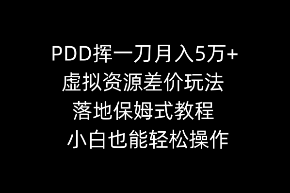 （8849期）PDD挥一刀月入5万+，虚拟资源差价玩法，落地保姆式教程，小白也能轻松操作 - 副业心选-副业心选