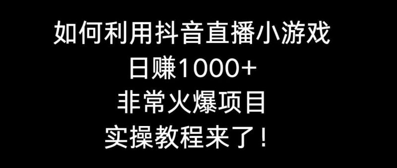 （8870期）如何利用抖音直播小游戏日赚1000+，非常火爆项目，实操教程来了！-副业心选