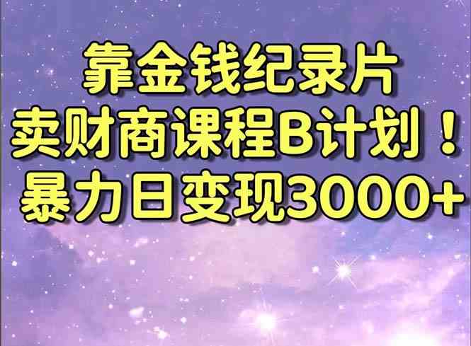 （8944期）靠金钱纪录片卖财商课程B计划！暴力日变现3000+，喂饭式干货教程！-副业心选