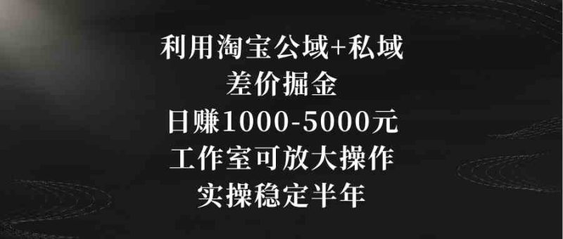 （8952期）利用淘宝公域+私域差价掘金，日赚1000-5000元，工作室可放大操作，实操…-副业心选