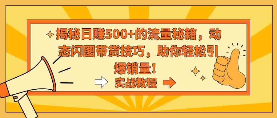 （9058期）揭秘日赚500+的流量秘籍，动态闪图带货技巧，助你轻松引爆销量！ - 副业心选-副业心选