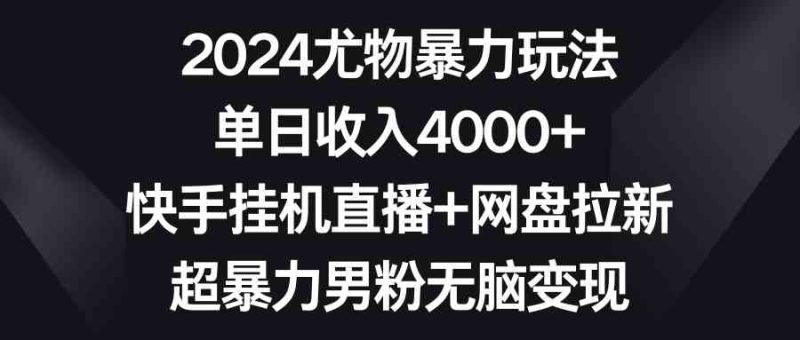 （9074期）2024尤物暴力玩法 单日收入4000+快手挂机直播+网盘拉新 超暴力男粉无脑变现-副业心选