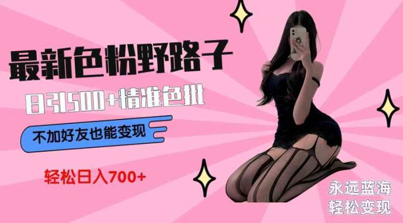 （9119期）最新色粉变现野路子，日引500+老色批 可不加好友直接变现 小白轻松日入700+-副业心选