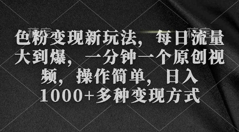 （9282期）色粉变现新玩法，每日流量大到爆，一分钟一个原创视频，操作简单，日入1…-副业心选