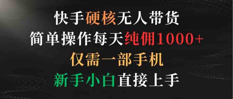（9475期）快手硬核无人带货，简单操作每天纯佣1000+,仅需一部手机，新手小白直接上手-副业心选