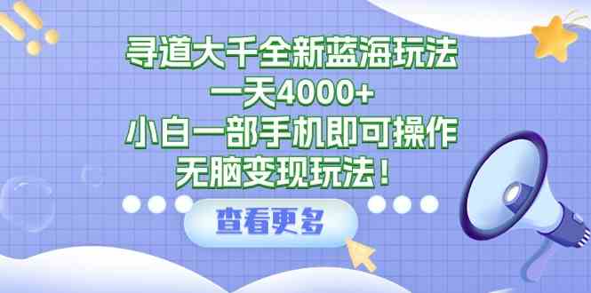 （9479期）寻道大千全新蓝海玩法，一天4000+，小白一部手机即可操作，无脑变现玩法！ - 副业心选-副业心选