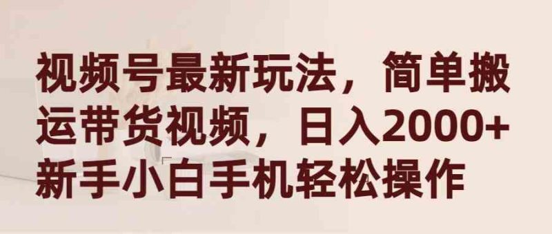 （9486期）视频号最新玩法，简单搬运带货视频，日入2000+，新手小白手机轻松操作-副业心选