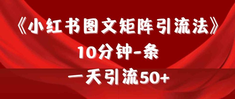 （9538期）《小红书图文矩阵引流法》 10分钟-条 ，一天引流50+-副业心选