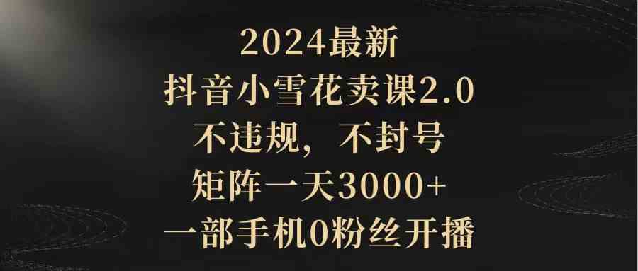 （9639期）2024最新抖音小雪花卖课2.0 不违规 不封号 矩阵一天3000+一部手机0粉丝开播 - 副业心选-副业心选