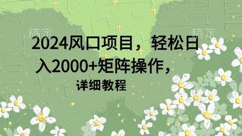（9652期）2024风口项目，轻松日入2000+矩阵操作，详细教程-副业心选