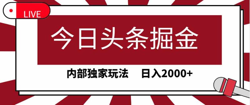 （9832期）今日头条掘金，30秒一篇文章，内部独家玩法，日入2000+-副业心选