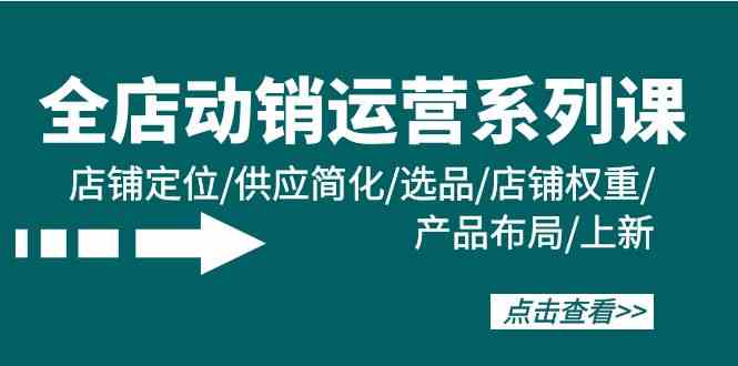 （9845期）全店·动销运营系列课：店铺定位/供应简化/选品/店铺权重/产品布局/上新 - 副业心选-副业心选