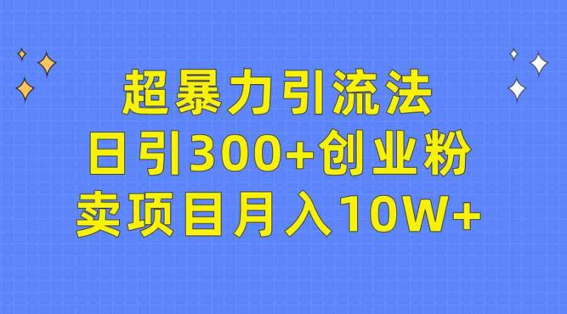 （9954期）超暴力引流法，日引300+创业粉，卖项目月入10W+-副业心选