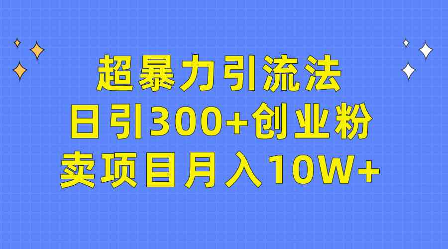 （9954期）超暴力引流法，日引300+创业粉，卖项目月入10W+ - 副业心选-副业心选