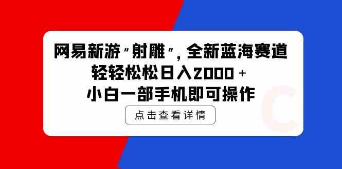 （9936期）网易新游 射雕 全新蓝海赛道，轻松日入2000＋小白一部手机即可操作-副业心选