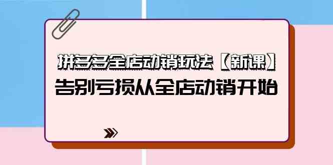 （9974期）拼多多全店动销玩法【新课】，告别亏损从全店动销开始（4节视频课）-副业心选