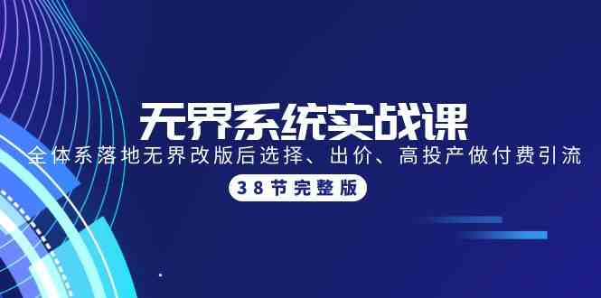 （9992期）无界系统实战课：全体系落地无界改版后选择、出价、高投产做付费引流-38节-副业心选
