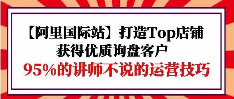 （9976期）【阿里国际站】打造Top店铺-获得优质询盘客户，95%的讲师不说的运营技巧-副业心选