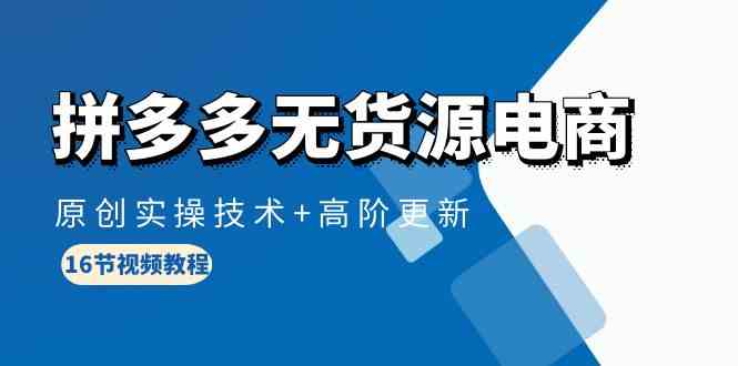 （10015期）拼多多无货源电商，原创实操技术+高阶更新（16节视频教程）-副业心选