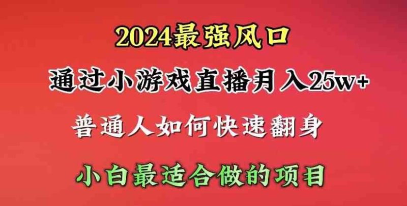 （10020期）2024年最强风口，通过小游戏直播月入25w+单日收益5000+小白最适合做的项目-副业心选