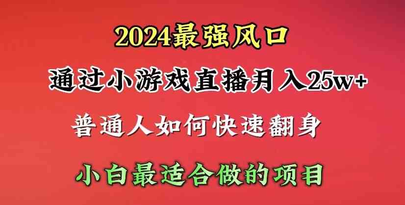 （10020期）2024年最强风口，通过小游戏直播月入25w+单日收益5000+小白最适合做的项目 - 副业心选-副业心选