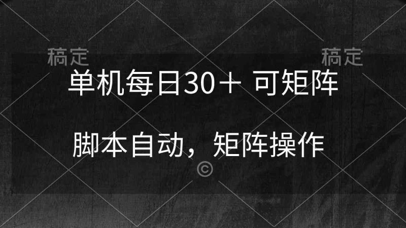 （10100期）单机每日30＋ 可矩阵，脚本自动 稳定躺赚-副业心选
